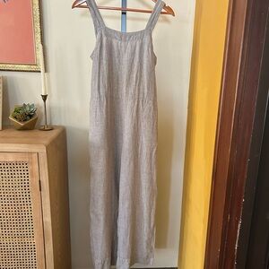 Everlane 100% Linen Pinstripe Jumpsuit Striped Sleeveless Blue White Size 4